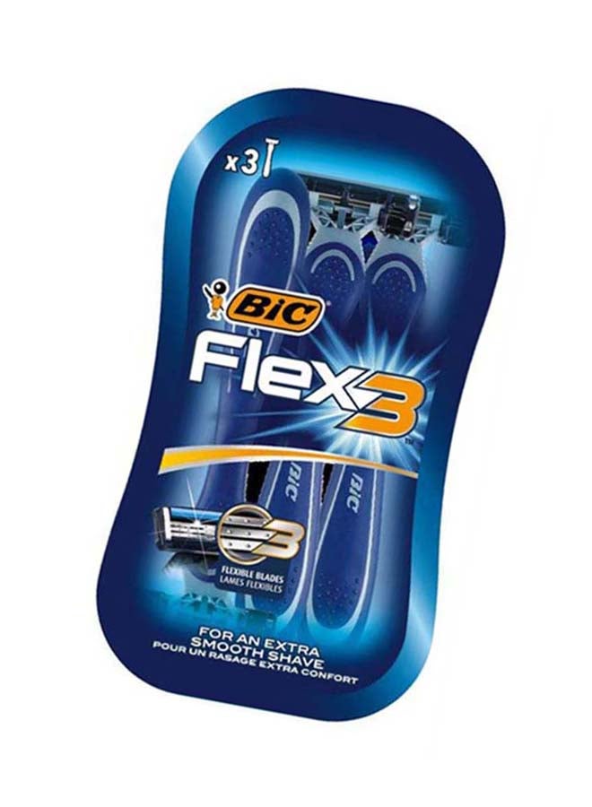 3 Piece Comfort Flex Razors Silver/Blue