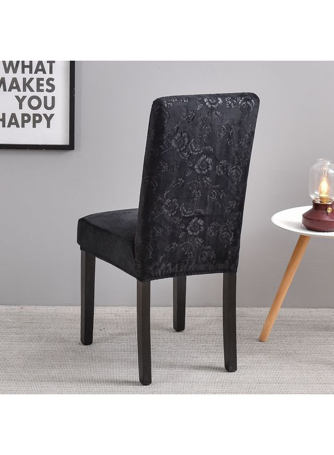 Sharpdo 6-Piece Embossed Stretch Chair Cover Black 38x38x45cm  - Image 2