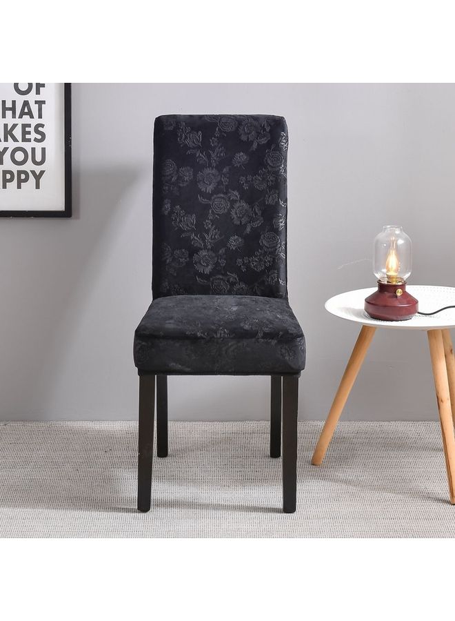 Sharpdo 6-Piece Embossed Stretch Chair Cover Black 38x38x45cm  - Image 3