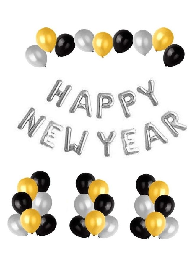 Mcolour Balloon Happy New Year 42-Piece Balloon Set Silver - Image 1