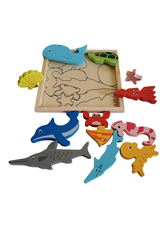 طقم لعبة ألغاز حيوانات مائية خشبية 16x16سم - Image 4