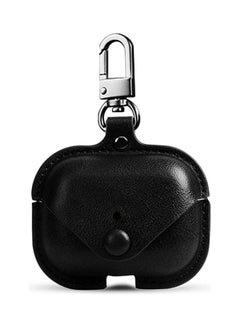 Generic Genuine Leather Wireless Charging Case With Keychain For Apple AirPods 3 Black  - Image 1