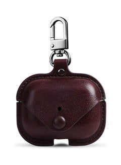 Generic Genuine Leather Wireless Charging Case With Keychain For Apple AirPods 3 Brown  - Image 1