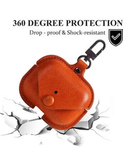 Generic Genuine Leather Wireless Charging Case With Keychain For Apple AirPods 3 Brown  - Image 2