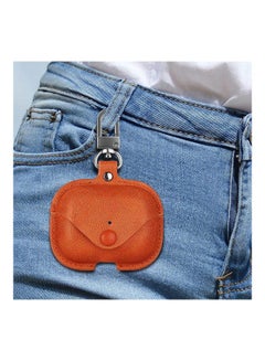 Generic Genuine Leather Wireless Charging Case With Keychain For Apple AirPods 3 Brown  - Image 3