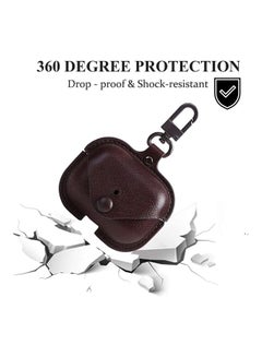 Generic Genuine Leather Wireless Charging Case With Keychain For Apple AirPods 3 Brown  - Image 2