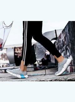 Beauenty Mesh Pattern Lace-Up Running Shoes Grey/White/Blue  - Image 5