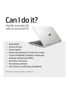 HP Pavilion x360 14-dy0002ne Convertible (Upgraded Version) Laptop With 14 Inch FHD Touch Display, Intel 11th Gen Core i5-1135G7 /32GB RAM /1TB SSD /Intel Iris Xe Graphics/Windows 10 Home English/Arabic Silver  - Image 2