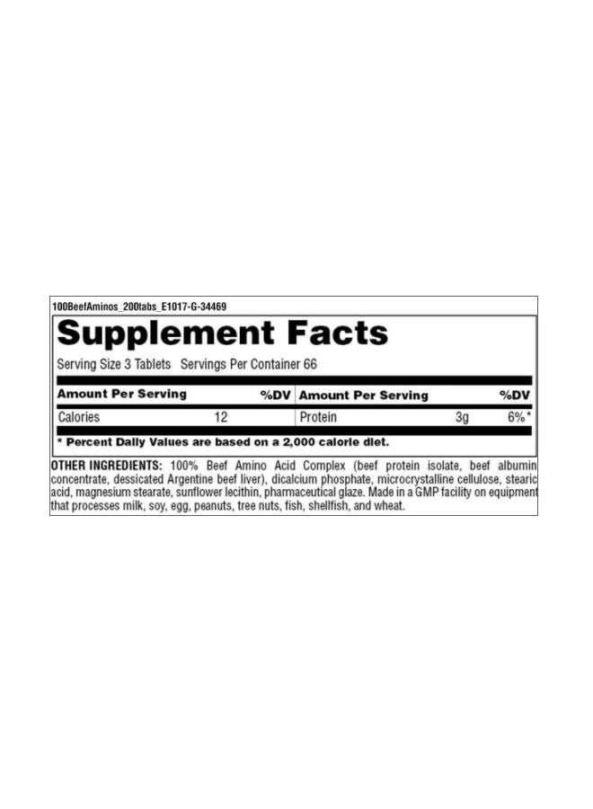 UNIVERSAL NUTRITION - 100% Beef Amino 200 Tablets - Image 1
