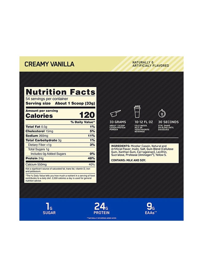 Optimum Nutrition Gold Standard 100% Casein, Creamy Vanilla -53 Servings - 3.86lb - Image 3