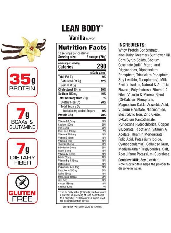 لابرادا مكمّل غذائيّ من لين بودي بديل للوجبات غنيّ بالبروتين بنكهة الفانيليا سعة 2.47 رطل - Image 5