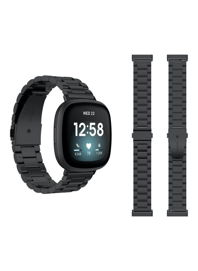 بيرفيي سوار بديل من الإستانلس ستيل لساعة يد فيتبيت فيرسا 3 لون أسود. - Image 1