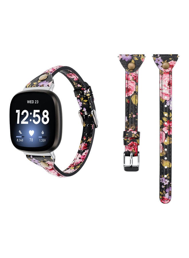 بيرفيي سوار بديل رفيع من الجلد الأصلي لساعة فيتبيت فيرسا 3