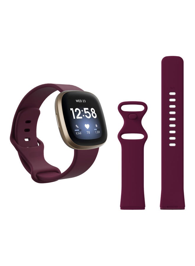 Perfii Flatpin Silicon Replacement Band For Fitbit Versa 3/Sense Wine Red - Image 1
