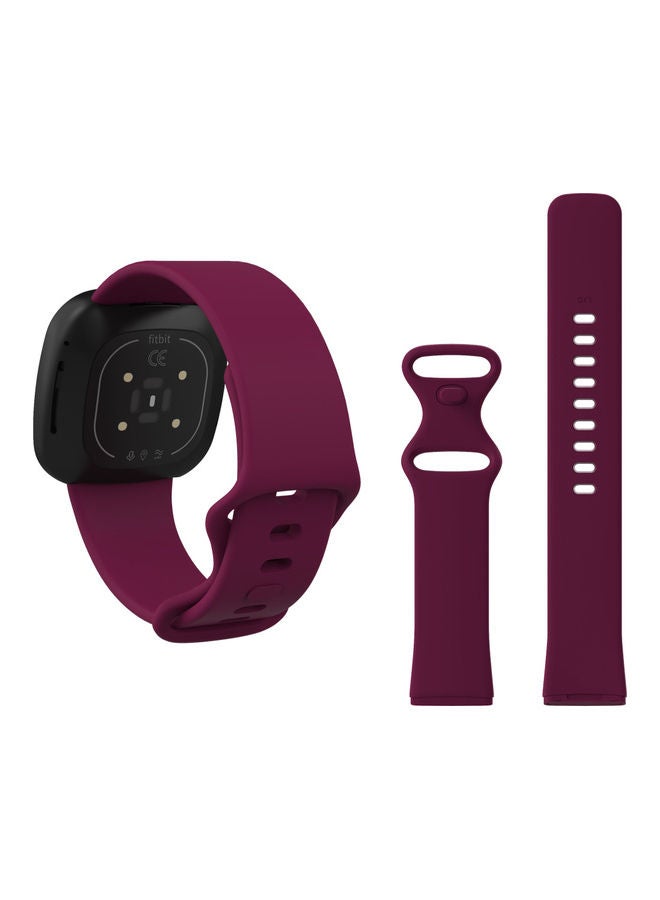 Perfii Flatpin Silicon Replacement Band For Fitbit Versa 3/Sense Wine Red - Image 2