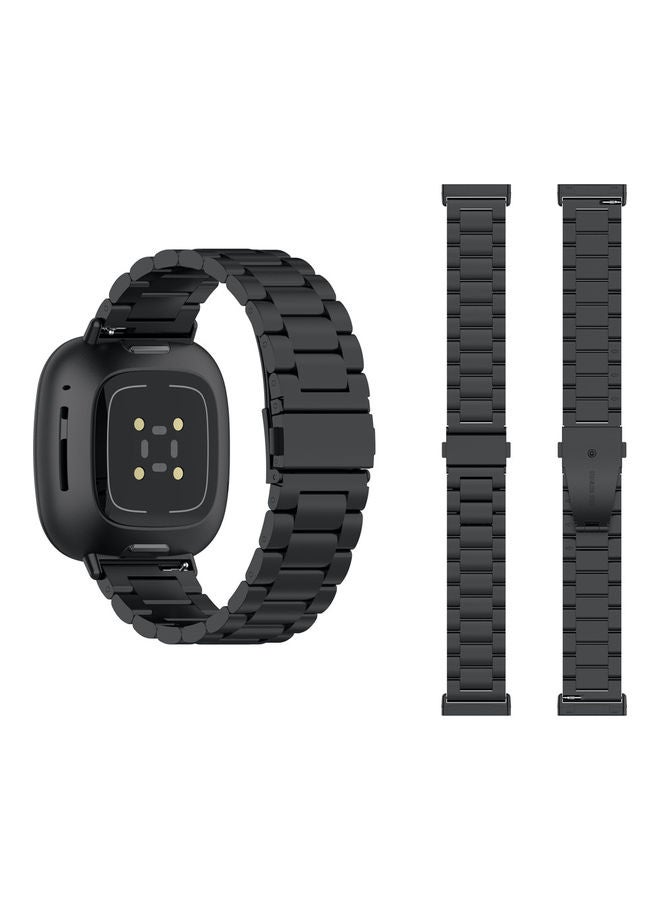 بيرفيي سوار بديل من الإستانلس ستيل لساعة يد فيتبيت فيرسا 3 لون أسود. - Image 2