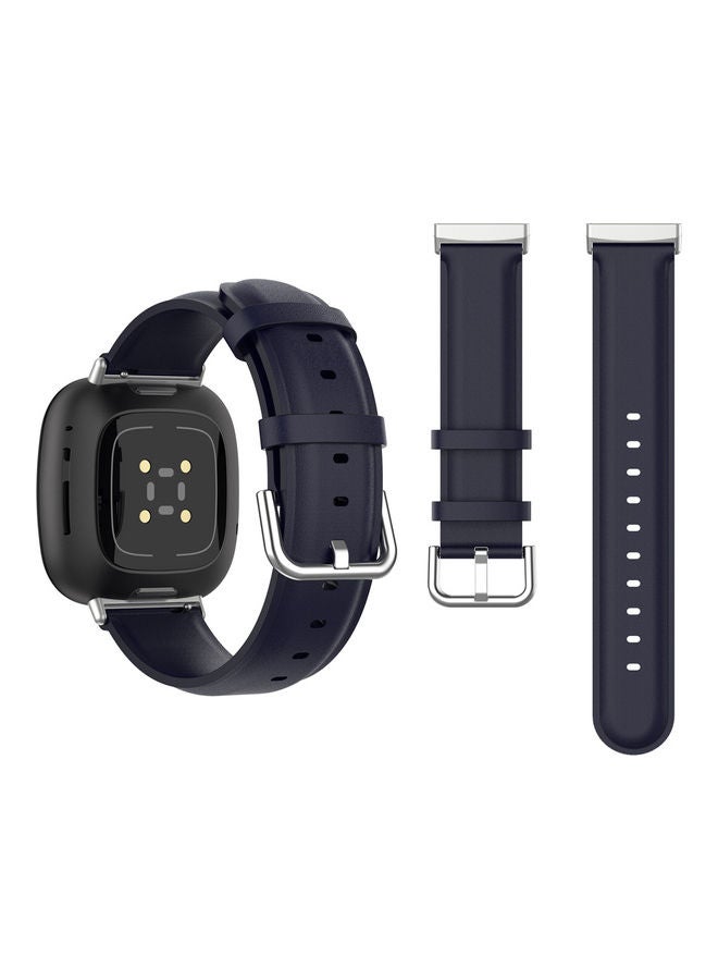 Perfii Leather Replacement Band For Fitbit Versa 3/Sense Official Dark Blue - Image 2