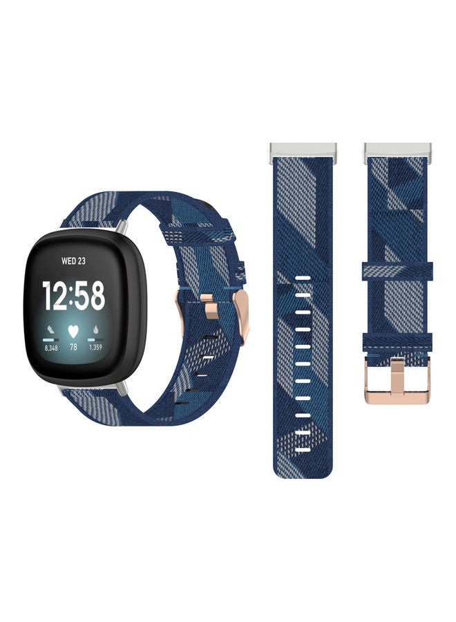 Perfii Buckle Nylon Replacement Band For Fitbit Versa 3/Sense Blue Pattern - Image 1
