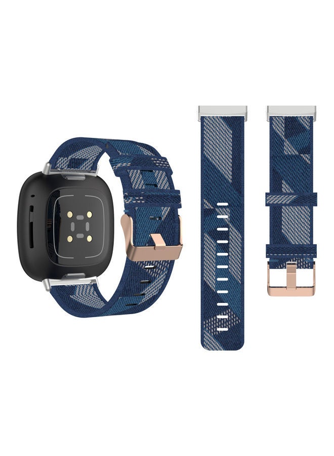 Perfii Buckle Nylon Replacement Band For Fitbit Versa 3/Sense Blue Pattern - Image 2