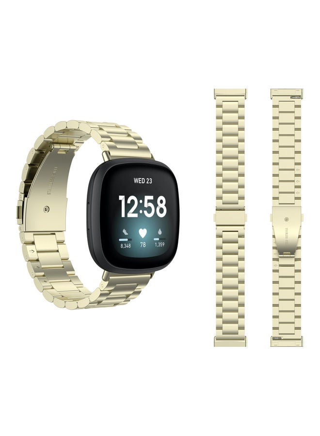 Perfii Stainless Steel Replacement Band For Fitbit Versa 3 Light Yellow Gold - Image 1