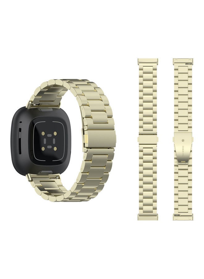 Perfii Stainless Steel Replacement Band For Fitbit Versa 3 Light Yellow Gold - Image 2