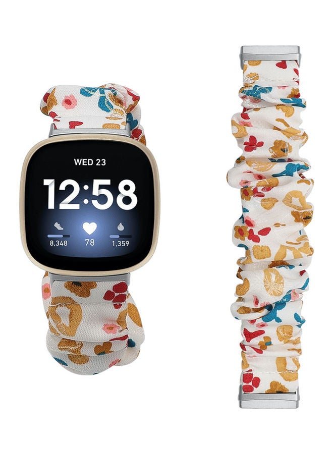 Perfii Flexi Elastic Solo Loop Band for Fitbit Versa 3/Sense Floral Colorful - Image 2