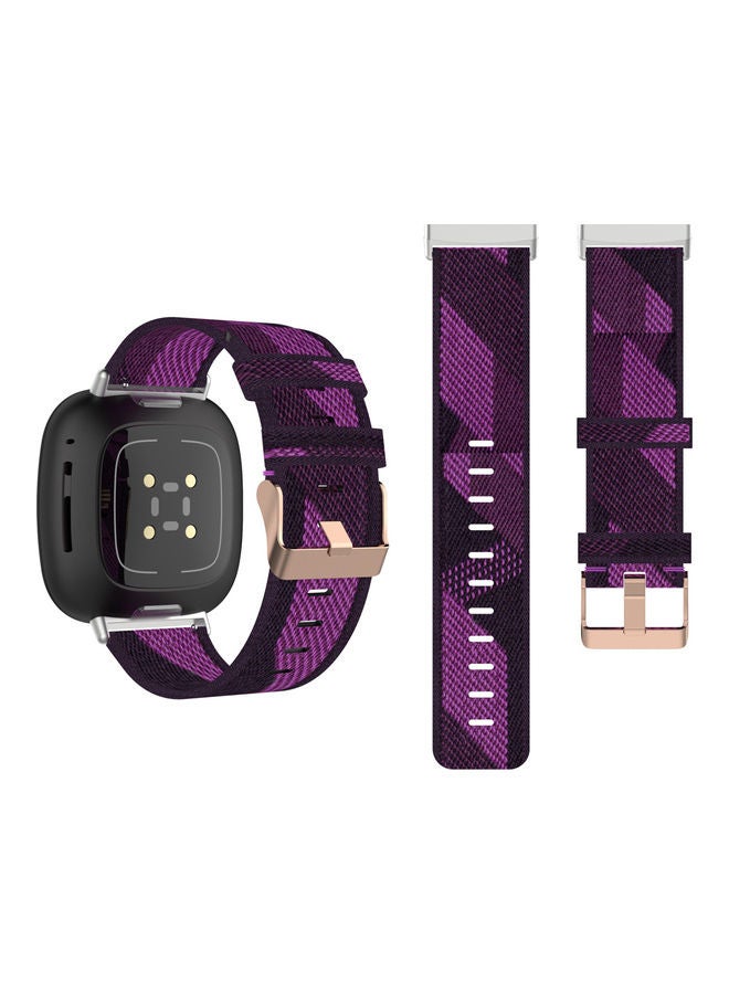 Perfii Buckle Nylon Replacement Band For Fitbit Versa 3/Sense Purple Pattern - Image 2