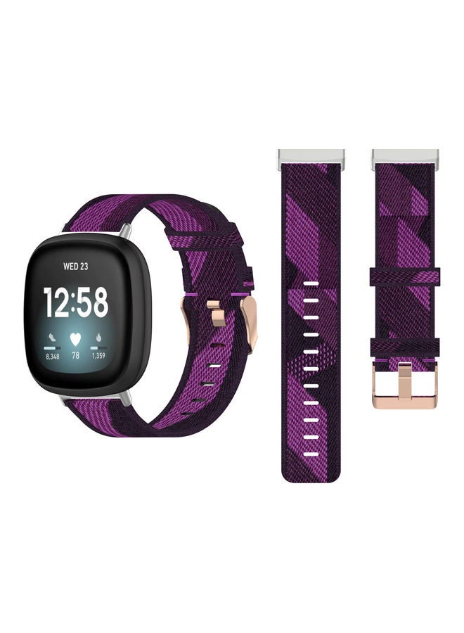 Perfii Buckle Nylon Replacement Band For Fitbit Versa 3/Sense Purple Pattern - Image 1