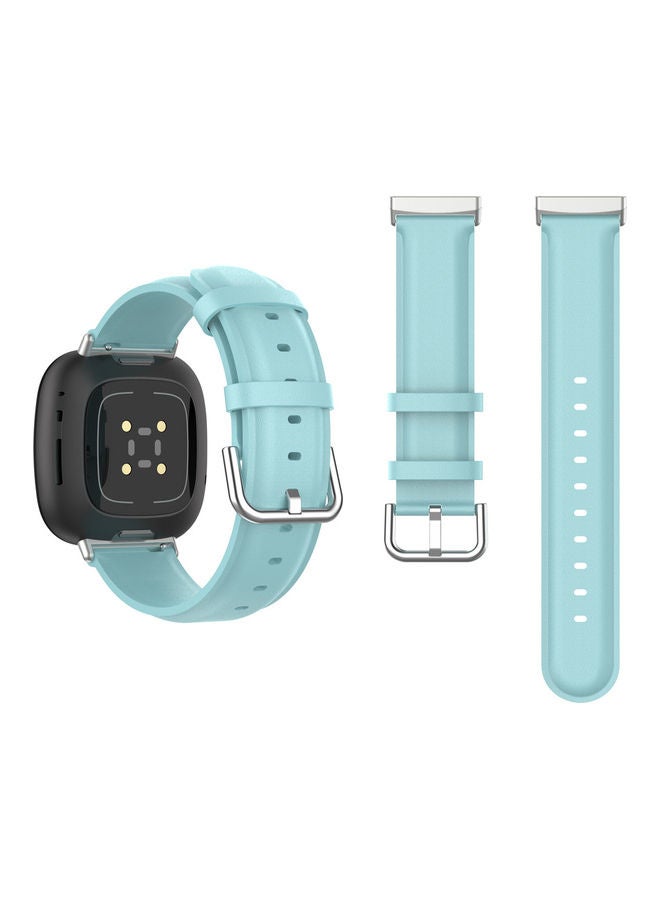 Perfii Leather Replacement Band For Fitbit Versa 3/Sense Official Light Blue - Image 2