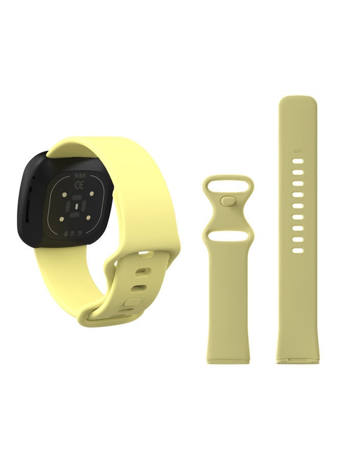 Perfii Flatpin Silicon Replacement Band For Fitbit Versa 3/Sense Mellow Yellow - Image 2