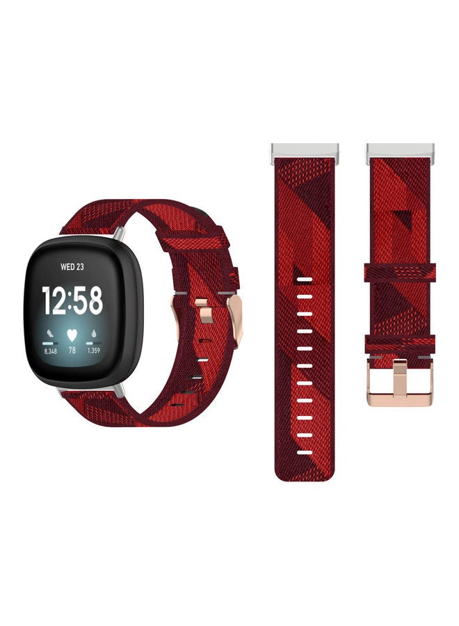 Perfii Buckle Nylon Replacement Band For Fitbit Versa 3/Sense Red Pattern - Image 1