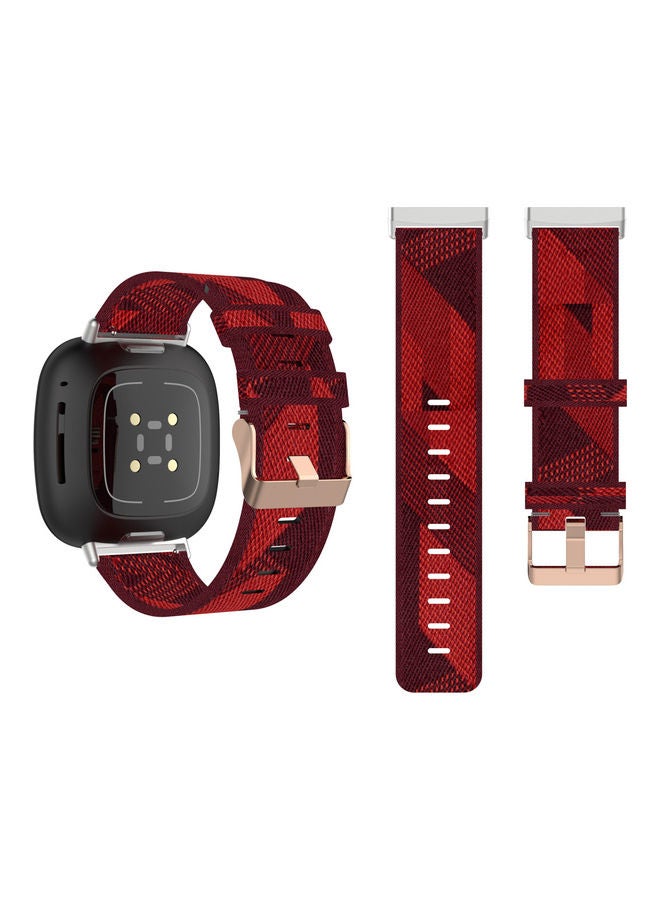 Perfii Buckle Nylon Replacement Band For Fitbit Versa 3/Sense Red Pattern - Image 2