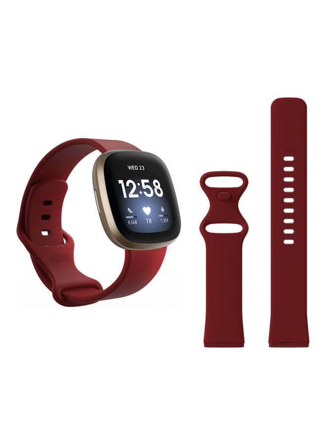 Perfii Flatpin Silicon Replacement Band For Fitbit Versa 3/Sense Rose Red - Image 1