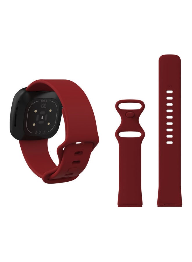 Perfii Flatpin Silicon Replacement Band For Fitbit Versa 3/Sense Rose Red - Image 2
