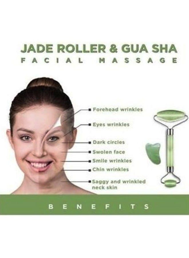shAyzee Jade Roller Massager With Facial Tool Set Green - Image 3