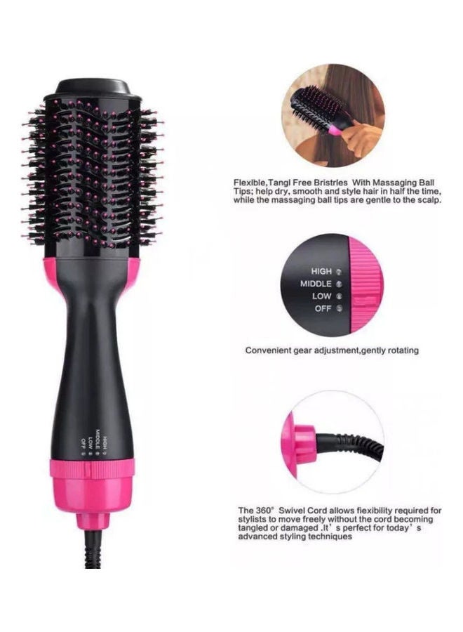 HTC - One Step Hot Air Brush Dryer And Styler Black/Pink 35cm - Image 1
