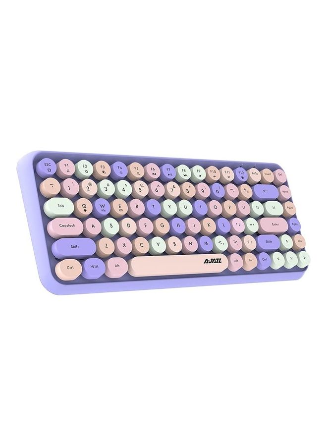 Ajazz Wireless Bluetooth keyboard, Cute Mini 84-key Compact Keyboard, 2.4GHz wireless connect, Typewriter ABS Retro Round Key Caps, Matte Panel, Ergonomic Design for PC Computer Laptops Mixed Purple  - Image 2