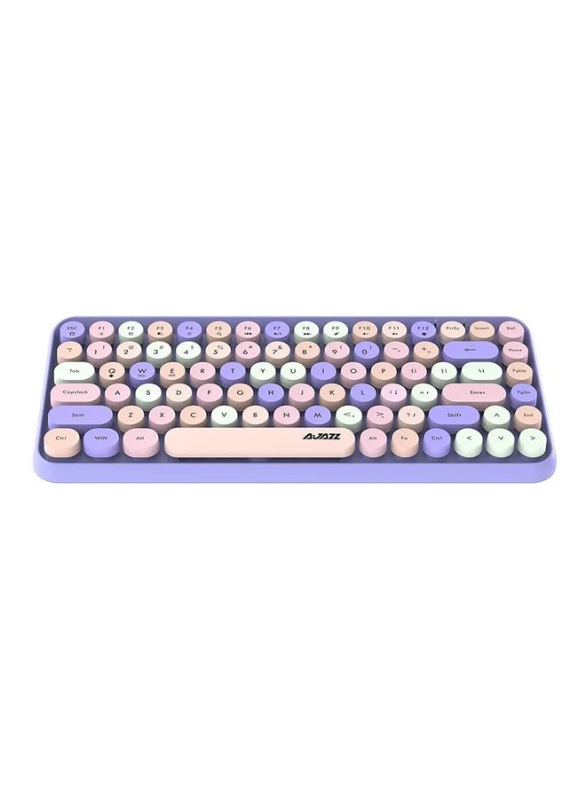 Ajazz Wireless Bluetooth keyboard, Cute Mini 84-key Compact Keyboard, 2.4GHz wireless connect, Typewriter ABS Retro Round Key Caps, Matte Panel, Ergonomic Design for PC Computer Laptops Mixed Purple  - Image 3