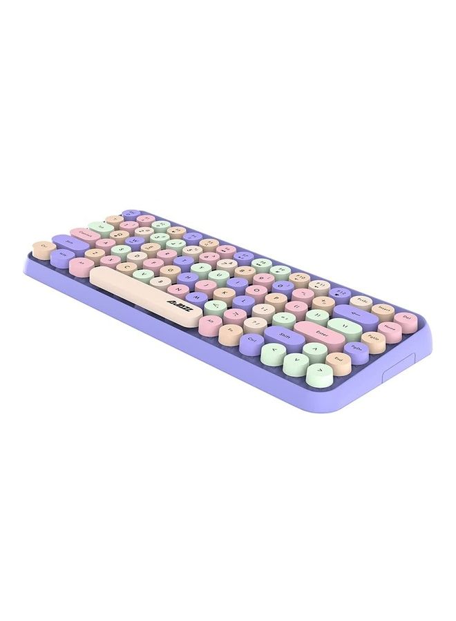 Ajazz Wireless Bluetooth keyboard, Cute Mini 84-key Compact Keyboard, 2.4GHz wireless connect, Typewriter ABS Retro Round Key Caps, Matte Panel, Ergonomic Design for PC Computer Laptops Mixed Purple  - Image 5