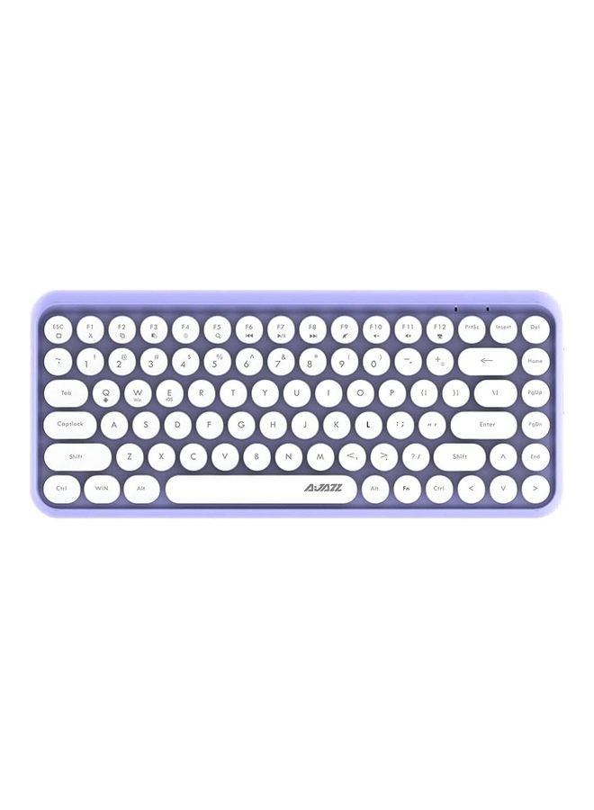 Ajazz Wireless Bluetooth keyboard, Cute Mini 84-key Compact Keyboard, 2.4GHz wireless connect, Typewriter ABS Retro Round Key Caps, Matte Panel, Ergonomic Design for PC Computer Laptops Purple  - Image 1
