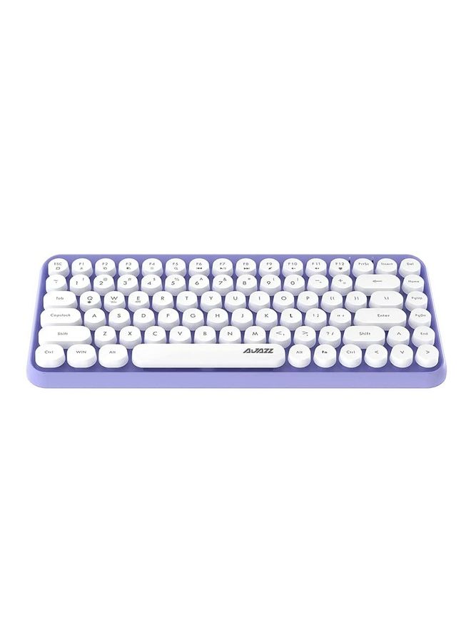 Ajazz Wireless Bluetooth keyboard, Cute Mini 84-key Compact Keyboard, 2.4GHz wireless connect, Typewriter ABS Retro Round Key Caps, Matte Panel, Ergonomic Design for PC Computer Laptops Purple  - Image 3