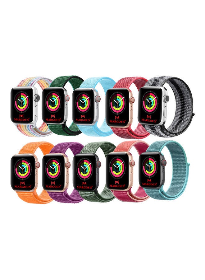 سوار رياضي بديل بحلقة من النايلون لساعة أبل سيريز 7/6/SE/5/4/3/2/1 مقاس 42/44/45 مم من 10 قطع متعددة الألوان، باندل 20