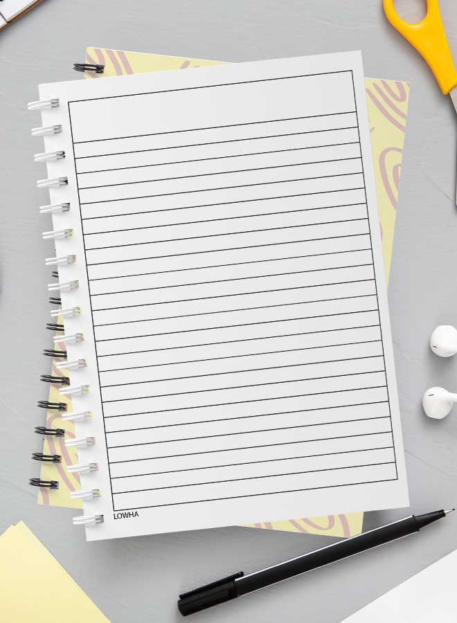 لوحة دفتر ملاحظات بسلك حلزوني للمدرسة أو تدوين ملاحظات العمل يحتوي على 60 ورقة - بتصميم رسم تجريدي وخربشات من NB متعدد الألوان - Image 3