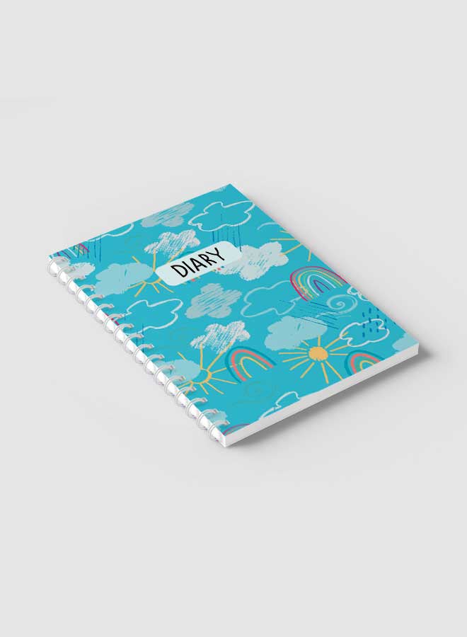 LOWHA - Spiral Notebook for School or Business Note Taking with 60 sheets   - Mixed Weather Doodle Pattern Multicolour - Image 1