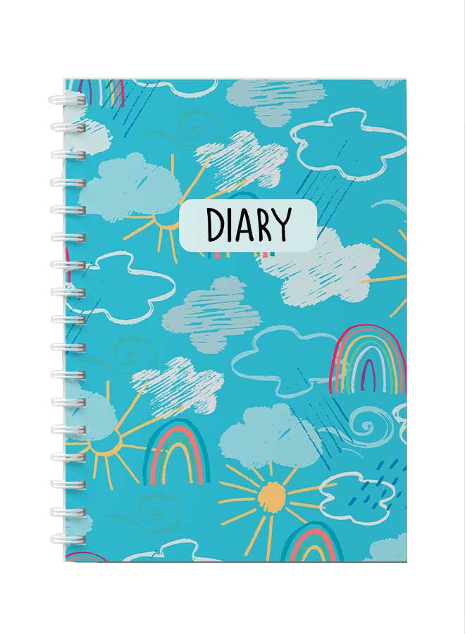 LOWHA - Spiral Notebook for School or Business Note Taking with 60 sheets   - Mixed Weather Doodle Pattern Multicolour - Image 1