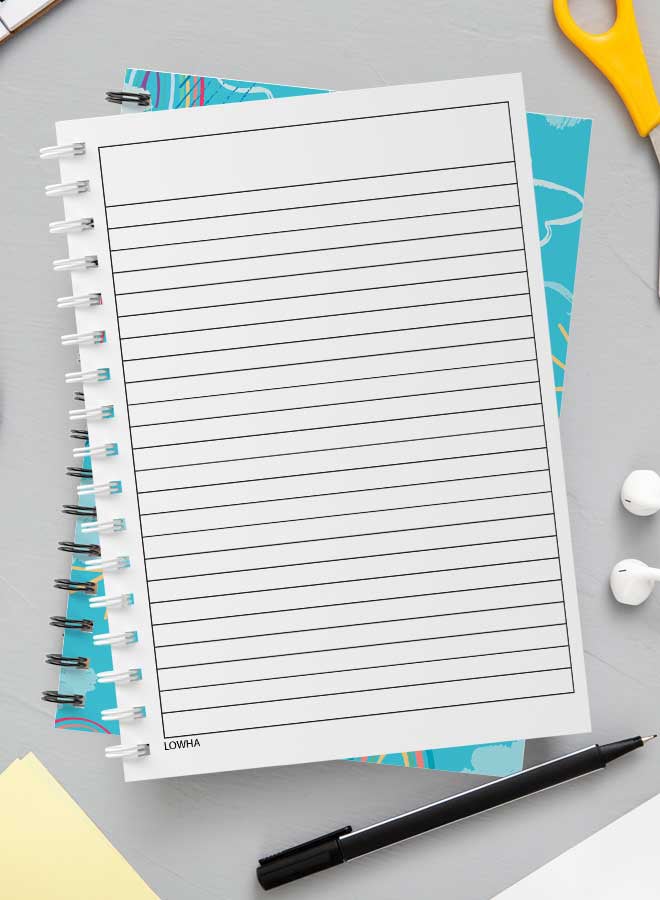 LOWHA - Spiral Notebook for School or Business Note Taking with 60 sheets   - Mixed Weather Doodle Pattern Multicolour - Image 1
