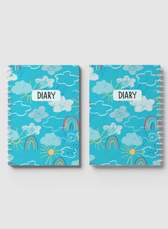 LOWHA Spiral Notebook for School or Business Note Taking with 60 sheets   - Mixed Weather Doodle Pattern Multicolour  - Image 4