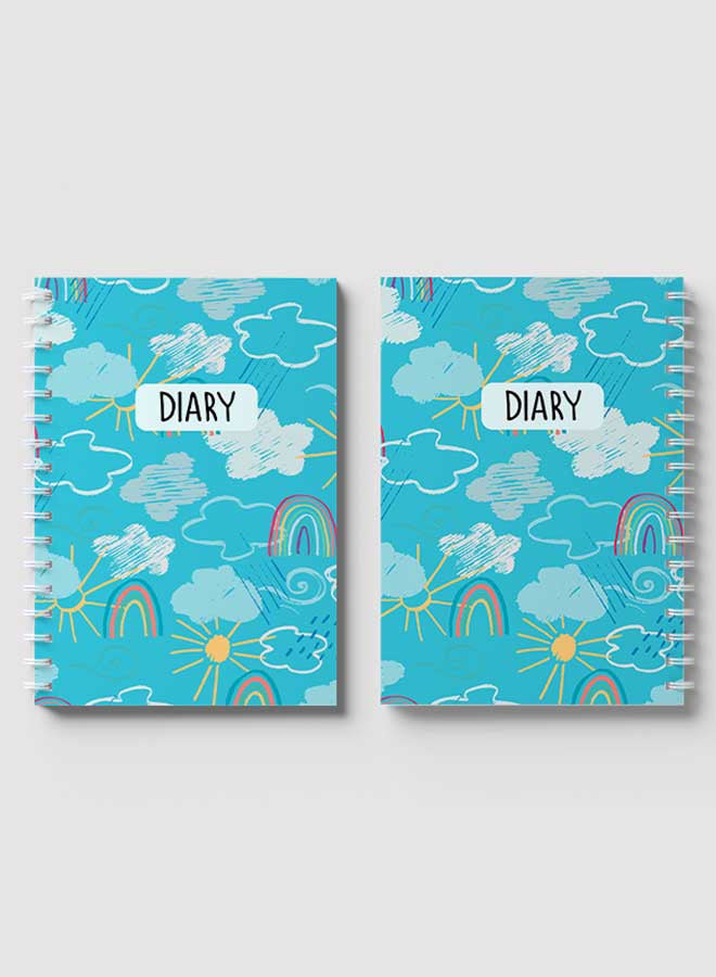 LOWHA - Spiral Notebook for School or Business Note Taking with 60 sheets   - Mixed Weather Doodle Pattern Multicolour - Image 1
