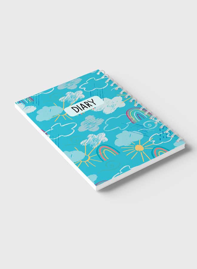 LOWHA - Spiral Notebook for School or Business Note Taking with 60 sheets   - Mixed Weather Doodle Pattern Multicolour - Image 1