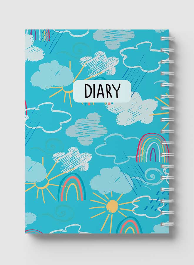 LOWHA - Spiral Notebook for School or Business Note Taking with 60 sheets   - Mixed Weather Doodle Pattern Multicolour - Image 1